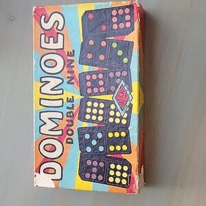 Vintage Halsam Double Nine Dominoes Set - Color Dots